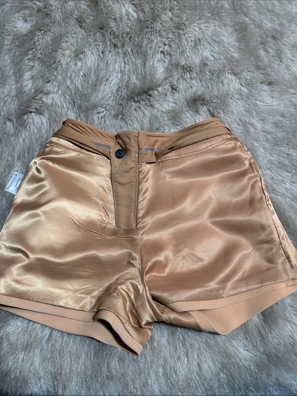 High-Rise Tailored Tan Women’s Shorts - Picture 8 of 9